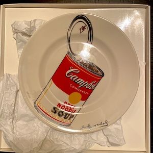 Vintage Andy Warhol Campbell Soup plates. $40 each. Never used in original pack